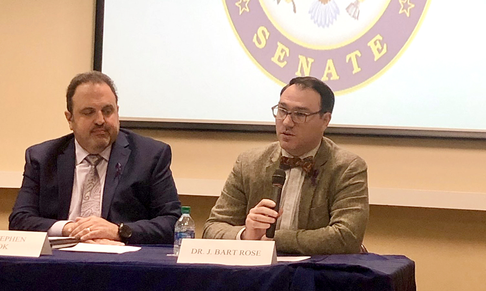 Dr. J. Bart Rose delivers his testimony to the Senate Special Committee on Aging on Nov. 15, calling for greater federal funding for pancreatic cancer research.