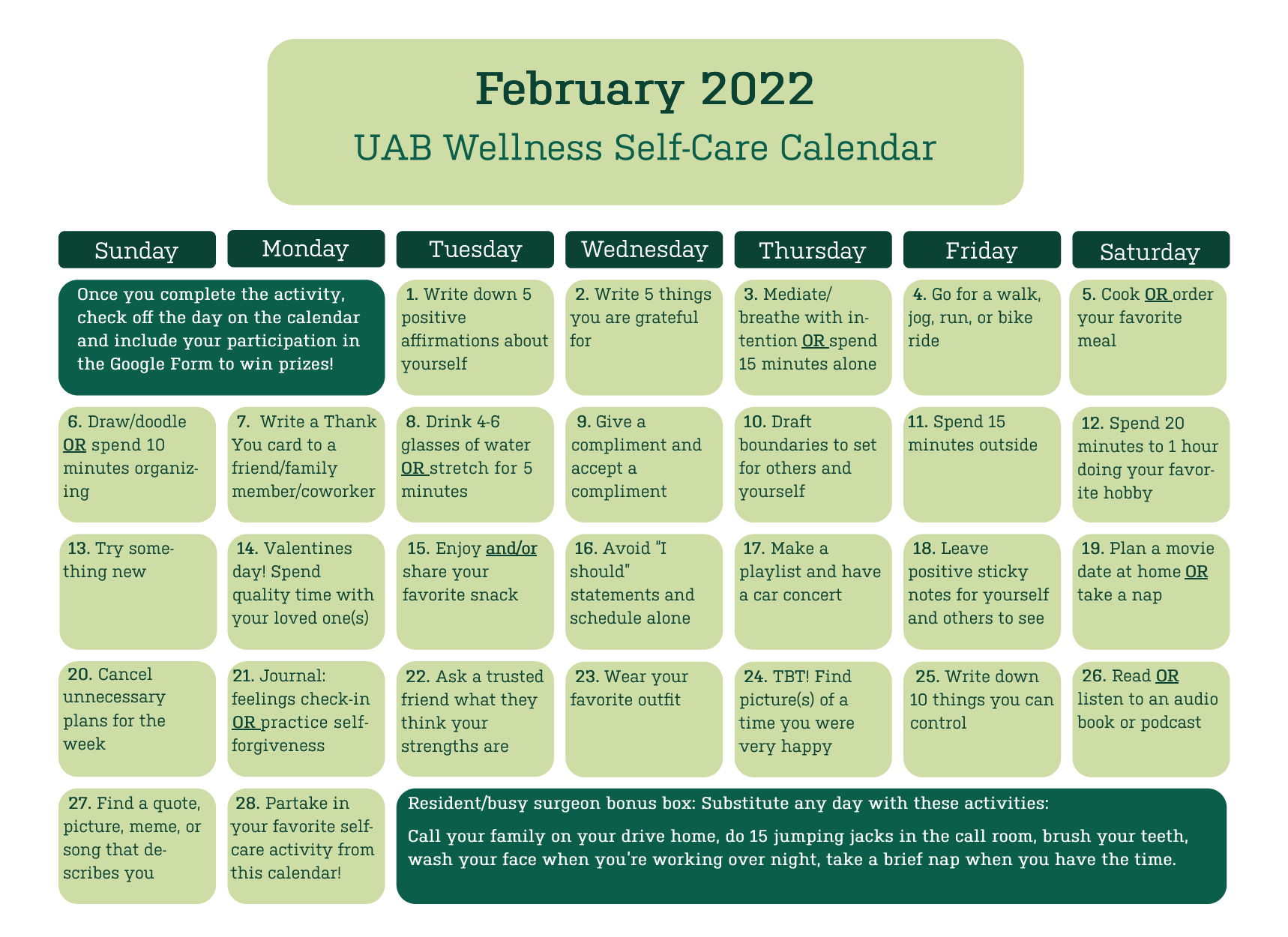 Wellness Calendar