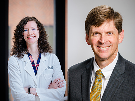 Headshot of Rachael Lee, M.D., and David Kimberlin, M.D. 