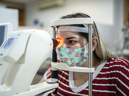 Woman doing an eye test