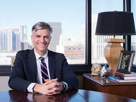 Environmental headshot of Dr. James Markert, MD (Professor and Chair, Neurosurgery) in his office, 2020.