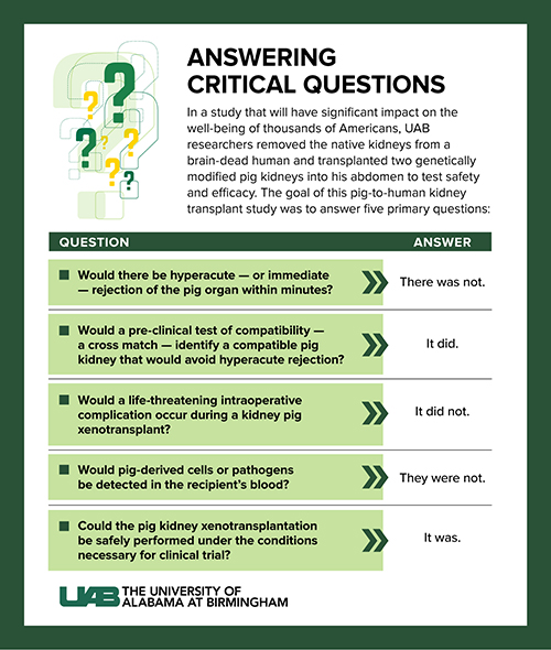 Graphic showing frequently asked questions of xenotransplantation.