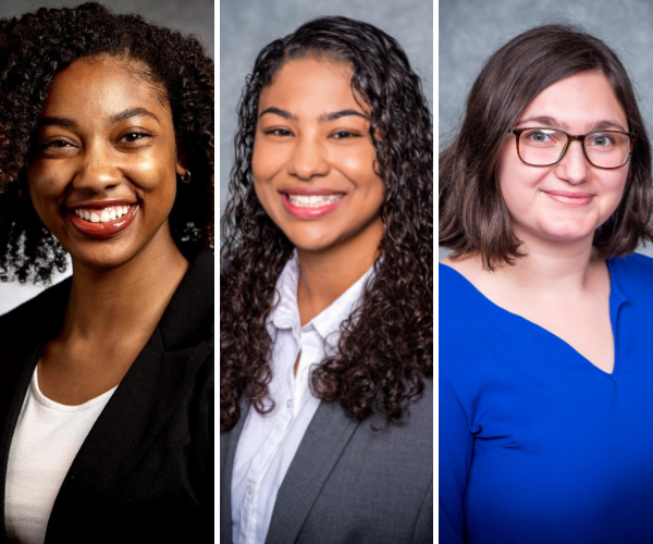 Headshots of three students