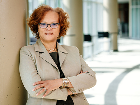 Environmental headshot of Dr. Tonya Perry, PhD (Professor, Curriculum and Instruction), 2020.