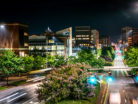 University Boulevard at night, 2018.