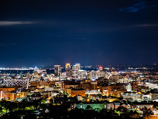 Birmingham sky line at night. 