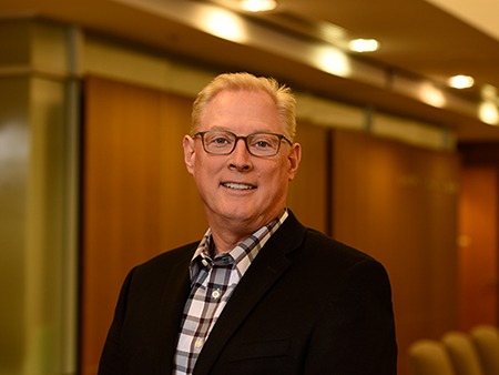 Enviromental head shot of Dr. Timothy Kraft, PhD (Professor/Chairman, Optometry and Vision Science), 2017.