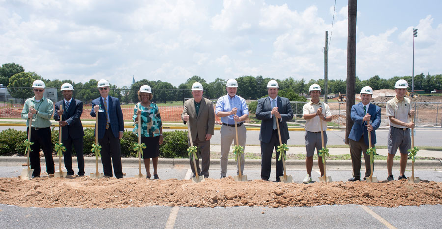 Track groundbreaking shovels