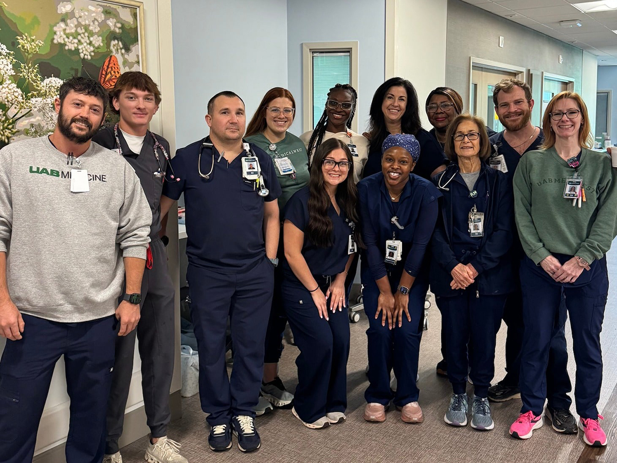 A group of nurses from UAB Medicine pose together while celebrating nurses week.