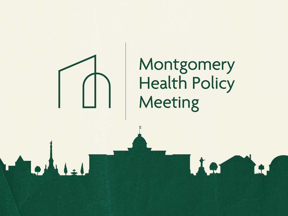 UAB graphic with a tan background and the Montgomery skyline in green with the text 