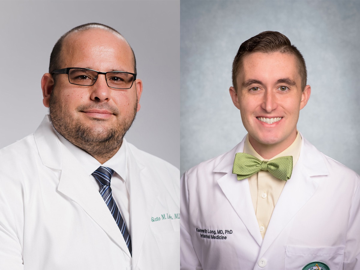 Studio portraits of Sixto Leal, M.D., Ph.D., and Kenneth Long, M.D.