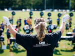 Janna Mann, Anna Wilkes and Avery Williams are believed to be the UAB Marching Blazers’ first all-women drum major team.