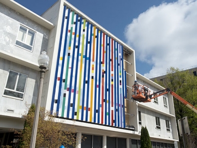 Colorful Agam sculpture returns to Callahan Eye Hospital