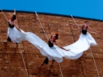 BANDALOOP on the exterior walls of the Alys Stephens Center in 2011