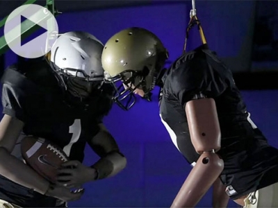 Smash-mouth football in lab points way to better helmets on the field