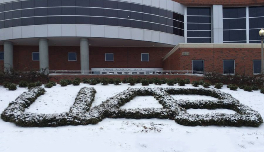 UAB Recreation Center covered in snow