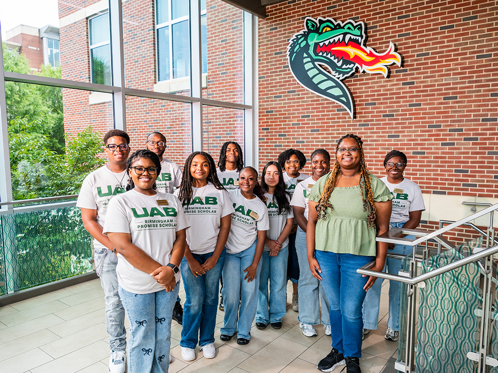 Joshlynn Hunter and current UAB Birmingham Promise mentors at the Hill Student Center