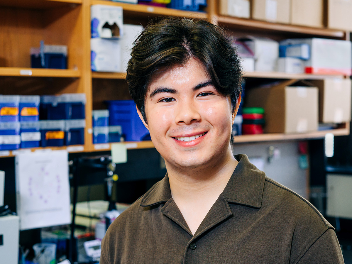 Connor Nguyen shown in the Sewell-Loftin lab