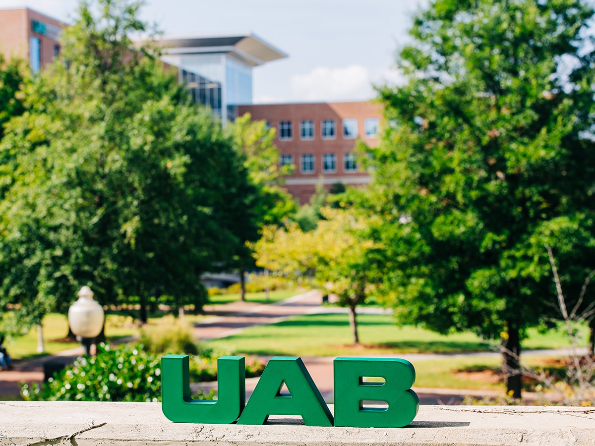 U A B letters on Campus Green