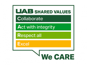 Learn how UAB’s Shared Values: We CARE affect your work in this new series