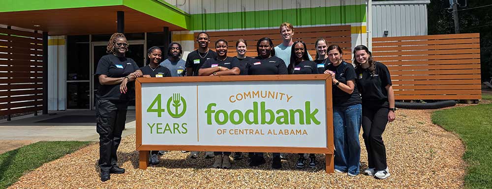 MSBHS students standing outside of a food bank.