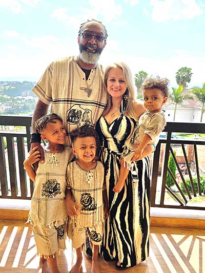 OT Abi Grigsby and her family in Rwanda, where she is working to improve the lives of people with visual impairments.