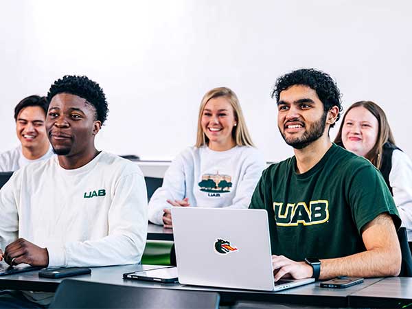 Students in University Hall classroom.