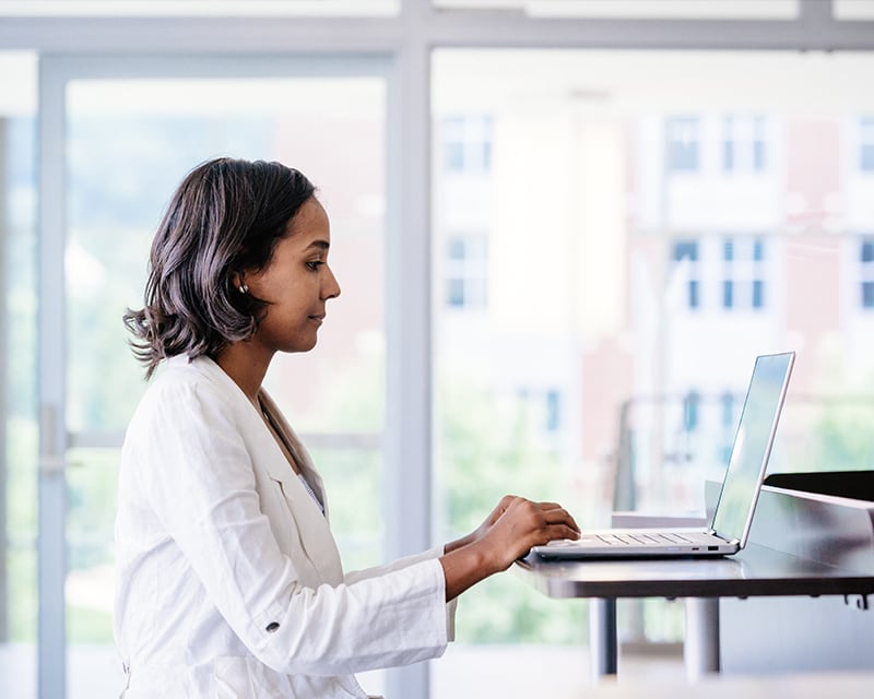 clinical student working online