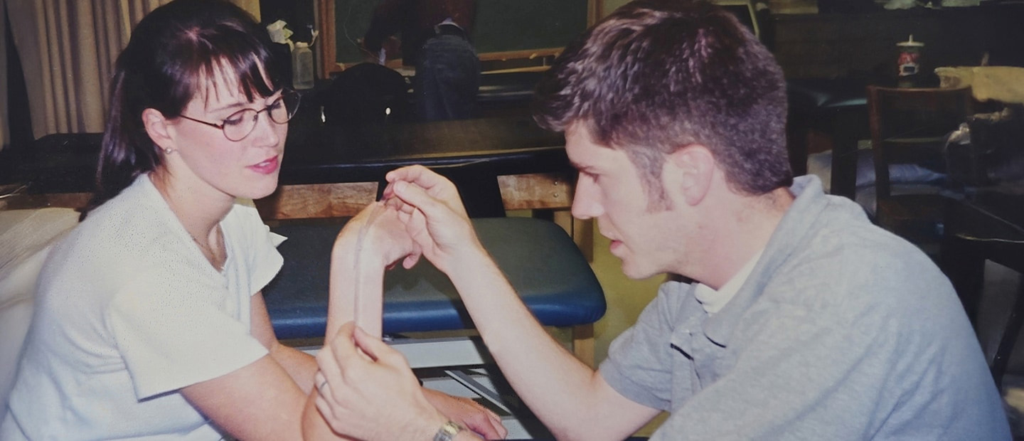 An OT working with a woman with wrist issues in 1997.