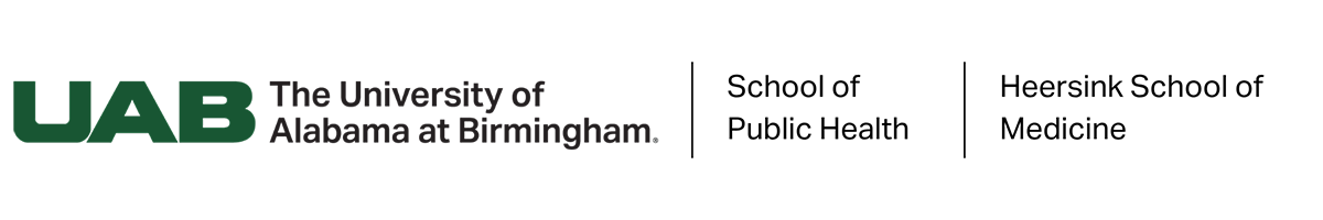 Logos for the UAB School of Public Health and the UAB Heersink School of Medicine.