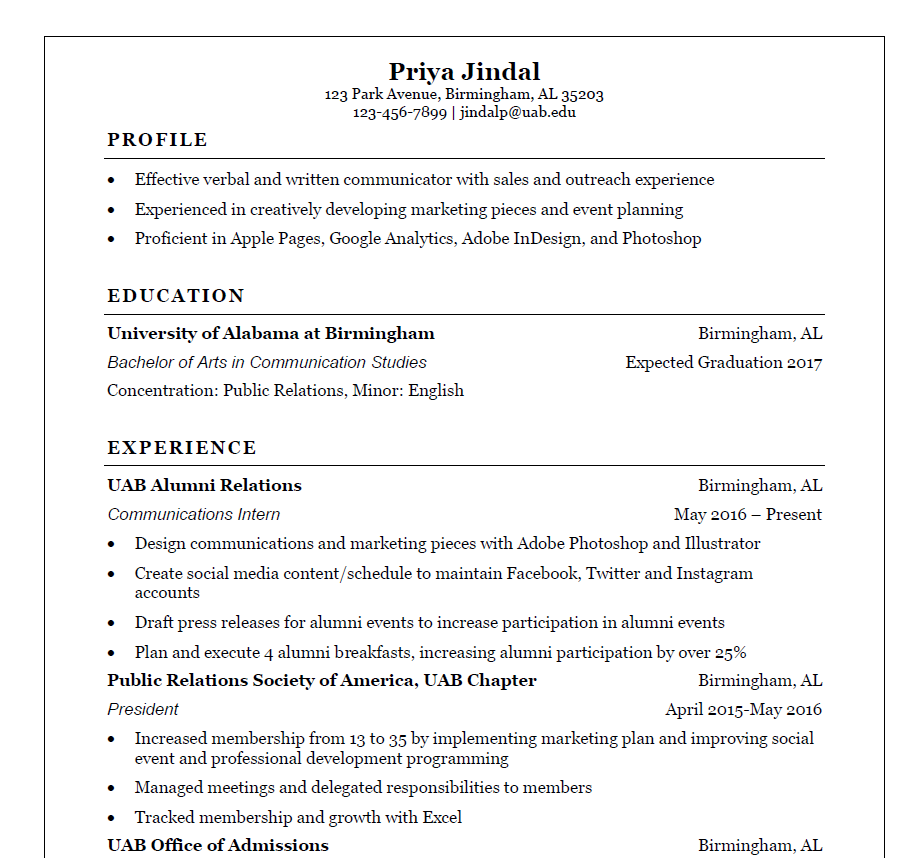 Sample Resume 3