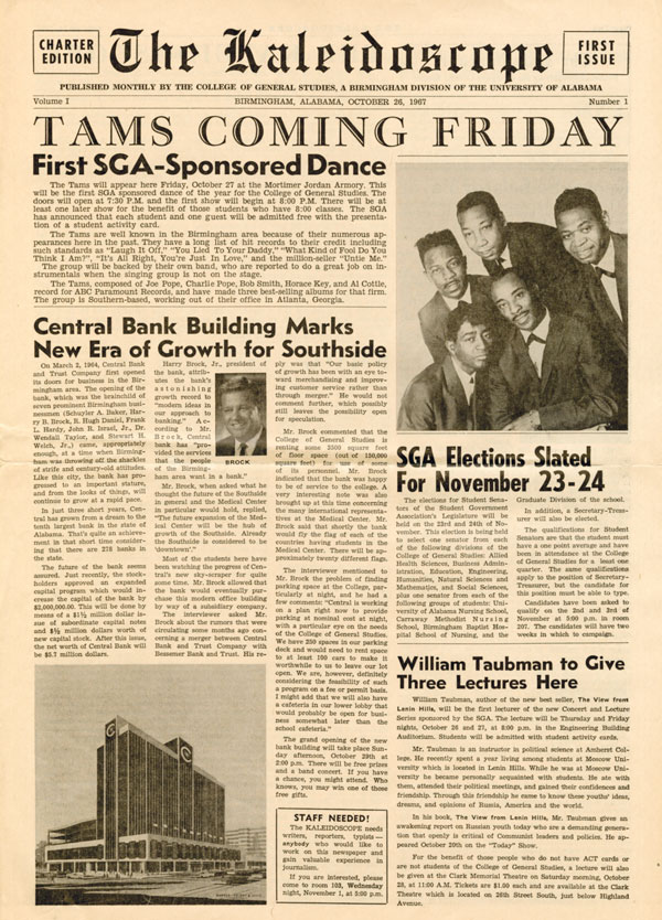 Photo of front page of first issue of the Kaleidoscope