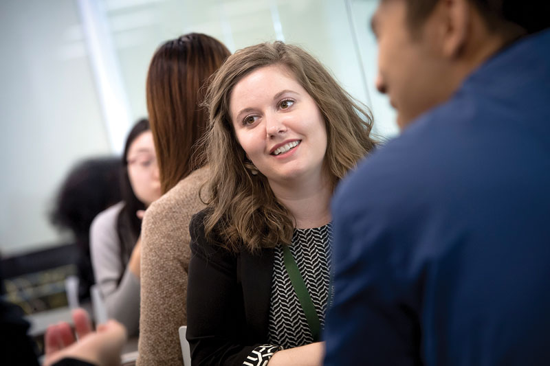 Photo fo Meghan Gilliland working with international students