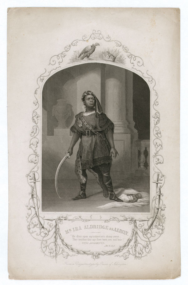 Vintage illustration of Ira Aldridge performing Shakespeare