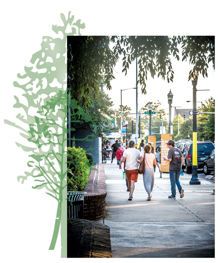 Photo of people walking down downtown Birmingham street