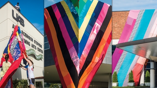 Photos of Amanda Browder&#039;s &quot;Magic Chromacity&quot; fabric art installation