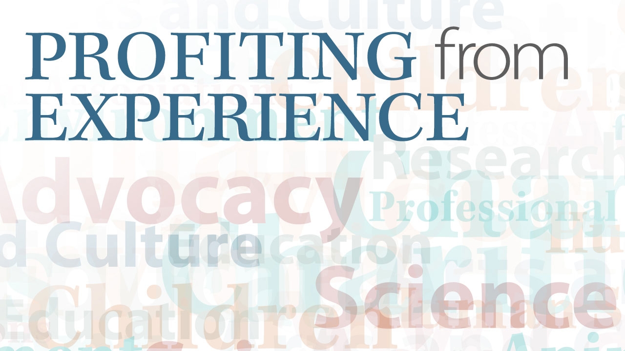 Illustration with words representing different types of nonprofits; title: Profiting from Experience