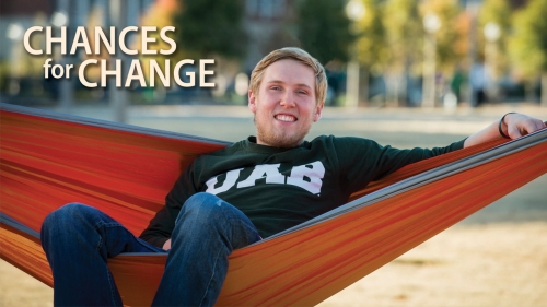 Photo of John Chancellor in hammock